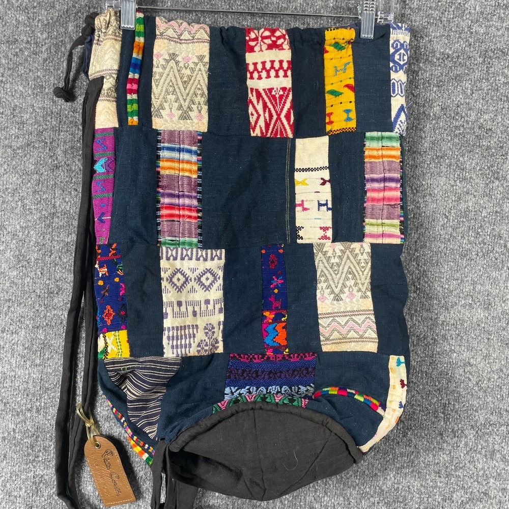 Patchwork Backpack Tote Bag‎ Colorful Hippie Hobo Boho Lined Sack Retro Cotton - Picture 9 of 16